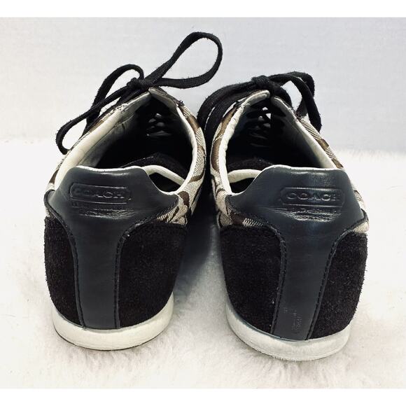 Coach Signature Joss Ladies Sz 8M Monogram Brown Leather & Suede Sneakers EUC - Picture 5 of 9